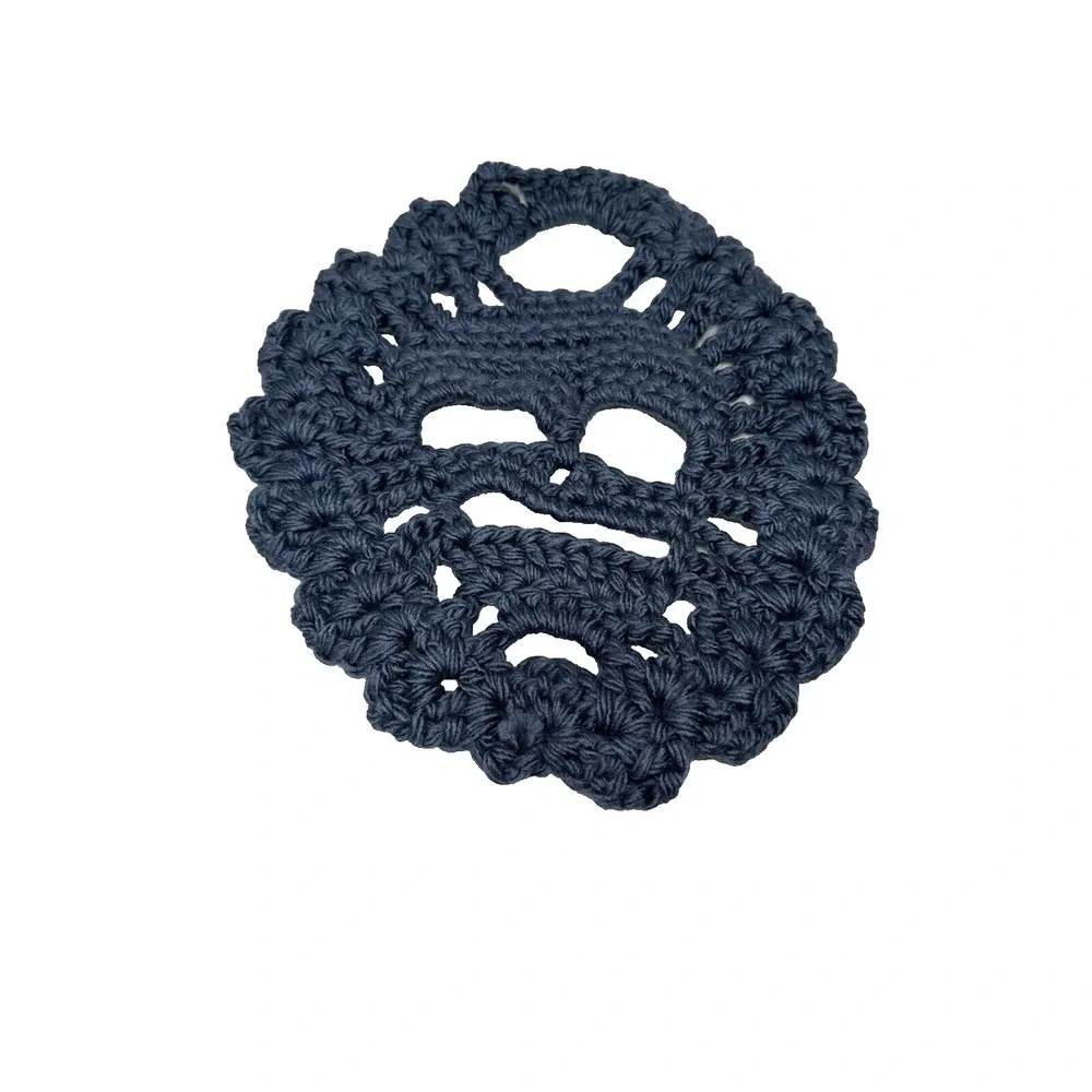 NEW‎ handmade crocheted yarn blue skull table decor dollies